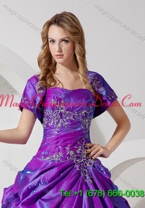 Unique and Affordable Open Front Quinceanera Jacket in Purple For 2015