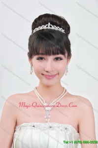 Gorgeous Alloy with Rhinestone Ladies Necklace and Tiara
