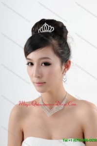 Gorgeous Rhinestone Wedding Tiara Jewelry Set with Necklace and Earrings