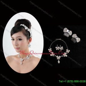 Lovely Bowknot and Butterfly Necklace and Earrings Jewelry Set