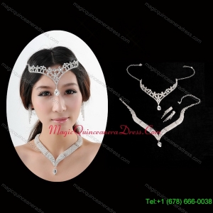 Princess Rhinestone Jewelry Set Including Necklace Tiara and Earrings