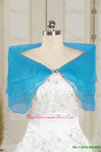 2014 Simple New Style Blue Shawls with Beading