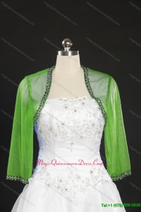 Green Long Sleeves 2014 Wraps with Beading