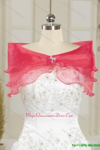 Beautiful Organza Coral Red Shawls with Beading