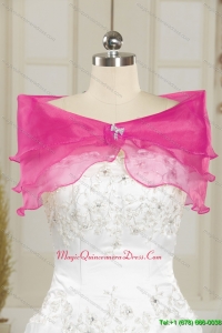 Hot Pink Pretty Organza Beading Shawls for Wedding