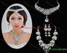 Shining Rhinestones Alloy Necklace and Earrings Jewelry Set