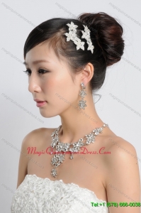 Star Shaped Shining Rhinestones Alloy Wedding Jewelry Set including Necklace and Earrings