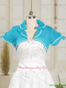 Baby Blue Wedding Party Organza Shawls with Beading