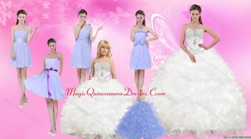 White Sweetheart Quinceanera Dress and Beautiful Short Dama Dresses and 2015 White Little Girl Dress