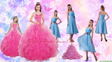 Beading and Ruffles Quinceanera Dress and Strapless Knee Length Baby Blue Dama Dresses and Rufles Cute Flower Girl Dress
