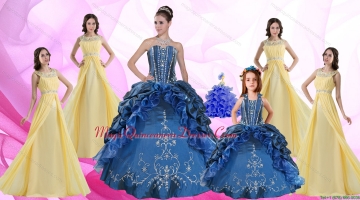Ruffles and Beading Sweetheart Quinceanera Dress and Beading Long Dama Dresses and Halter Top Embroidery Little Girl Dress