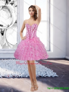 Discount Rose Pink Sweetheart 2015 Dama Dress with Beading and Ruffles
