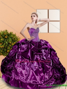 2015 Fashionable Beading and Pick Ups Sweetheart Quinceanera Dresses in Purple