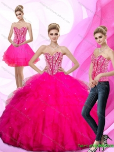 Hot Sale 2015 Beading and Ruffles Sweetheart Quinceanera Dresses