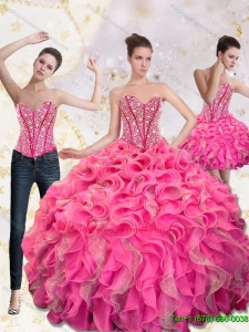 2015 Luxury Sweetheart Quinceanera Gown with Beading and Ruffles