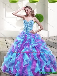 2015 Puffy Sweetheart Multi Color Quinceanera Dresses with Beading and Ruffles