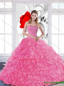 Puffy 2015 Quinceanera Dresses with Beading and Ruffled Layers