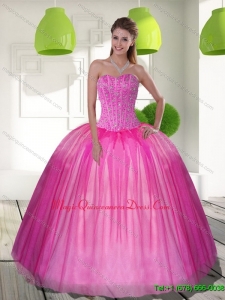 Puffy Beading and Ruffles Sweetheart Ball Gown Quinceanera Dresses for 2015