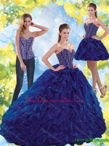 Puffy Beading and Ruffles Sweetheart Ball Gown Quinceanera Dresses for 2015