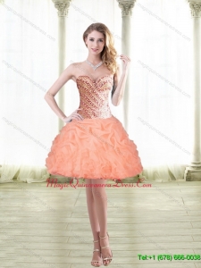2015 Classical Short Peach Dama Dress with Beading and Pick Ups