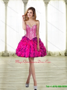 2015 Wonderful Sweetheart Multi Color Dama Dress with Beading and Ruffles