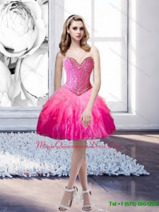 2015 Discount Sweetheart Beading and Ruffles Dama Dress in Multi Color