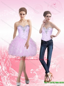 2015 Discount Sweetheart Short Dama Dress with Beading and Ruffles