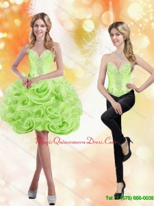 Discount Sweetheart Short Rolling Flowers 2015 Spring Green Dama Dress