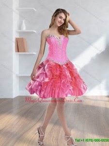 2015 Discount Beading and Ruffles Multi Color Dama Dresses