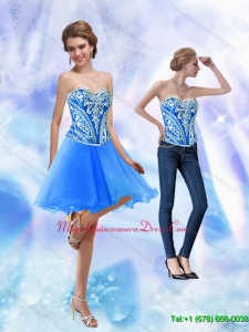 2015 Discount Short Royal Blue Dama Dress with Embroidery