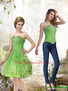 Discount Lime Green Dama Dress with Beading and Ruffles for 2015