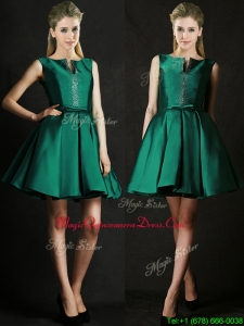 Classical A Line Green Short Dama Dresses with Beading and Belt