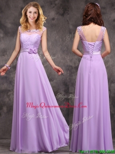 Popular See Through Applique and Laced Dama Dresses in Lavender