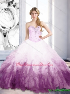 2015 Custom Made Sweetheart Multi Color Quinceanera Dresses with Beading and Ruffles