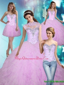 Custom Made 2015 Beading and Ruffles Ball Gown Sweet 15 Quinceanera Dresses