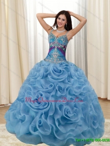 2015 Custom Made Appliques and Rolling Flowers Multi Color Quinceanera Dresses
