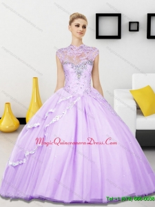 Fashionable Beading Sweetheart Tulle Quinceanera Gowns for 2015
