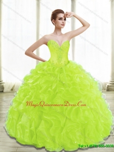 Fashionable Spring Green Lime Green Quinceanera Gowns with Appliques