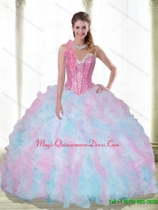 Fashionable Sweetheart Beading and Ruffles Multi Color Quinceanera Gowns
