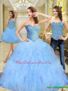 2015 Hot Sale Beading and Ruffles Sweetheart Quinceanera Dresses in Multi Color