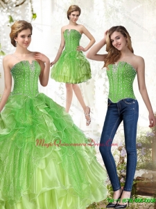 Fashionable Lime Green Quinceanera Gowns with Beading and Ruffles