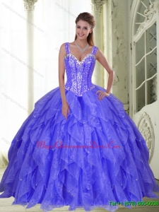 Hot Sale Beading and Ruffles Sweet Sixteen Quinceanera Dresses in Lavender for 2015