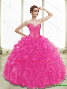 Hot Sale Fuchsia Quinceanera Dresses with Appliques and Ruffles