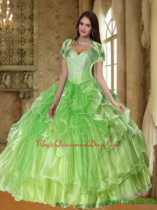 Luxury Lime Green Sweet 15 Quinceanera Dresses with Beading and Ruffles