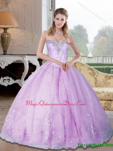 Puffy Sweetheart 2015 Quinceanera Dresses with Beading and Appliques