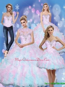 Puffy Sweetheart Beading and Ruffles 2015 Quinceanera Gowns in Multi Color