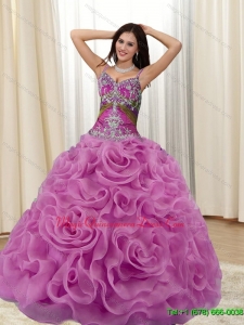 Puffy Appliques and Rolling Flowers Multi Color 2015 Quinceanera Gowns