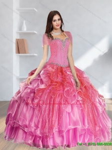 Puffy Beading Quinceanera Gowns in Multi Color for 2015