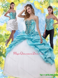 Puffy Sweet 15 Quinceanera Gowns with Embroidery and Pick Ups