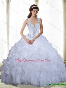 Romantic Beading and Ruffles Sweetheart 2015 Quinceanera Dresses in White